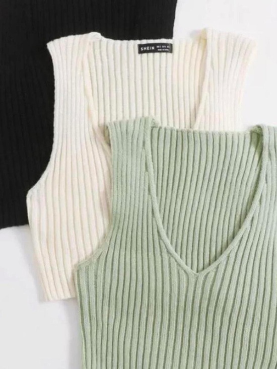SHEIN Sweaters - 3 pack SHEIN Ribbed V-Neck Tank Sweaters